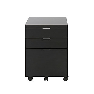Euro Style Gilbert 3-Drawer File Cabinet, Black, large