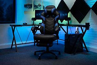 RESPAWN 110 Pro Racing Style Gaming Chair with Built-in Footrest, Blue, rollover