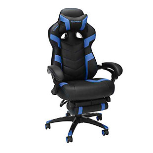 RESPAWN 110 Pro Racing Style Gaming Chair with Built-in Footrest, Blue, large
