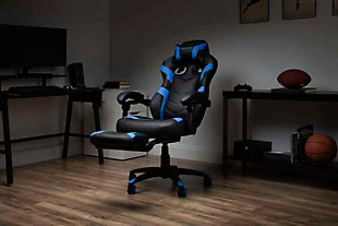 Bigger, better, and ready for more wins, the RESPAWN® 110 Pro delivers maximum comfort with more durable, thicker padding, premium accent stitching, and edgy design. The RSP-110 Pro features a 155-degree tilt, with infinite angle lock, allowing you to choose your best angle. The gaming chair features a built-in extendable footrest that brings a recliner vibe to your computer chair. The lumbar support region features a robust 2.75" of thick, dense foam to keep you comfortable during the most extreme all-nighter gaming sessions. The reimagined gaming seat is over 3" thick and is comprised of two layers of foam; the top layer is plush and the bottom layer features endurance foam support for an upgraded seating experience. The adjustable headrest pillow is slightly larger and can be moved as needed. Pneumatic seat height adjustment controls the seat's up and down movement to adapt to various user heights and the chair holds users up to 275 lb. With 25 years of ergonomic workplace furniture experience, RESPAWN builds gaming furniture that is both durable and comfortable. An award-nominated brand, RESPAWN is committed to your satisfaction and covers this desk with our RESPAWN Limited Warranty. Built for comfort, built to win.Segmented, padded design with upgraded foam | 155-degree tilt with infinite angle lock | Built-in extendable footrest | Over 3" thick seat | Integrated lumbar padding | Adjustable headrest pillow | Padded, pivoting armrests | Premium double stitch accents | Black carbon fiber inlay | Edgy, contrasting colors | Adjustable seat height: 48 - 51.2''