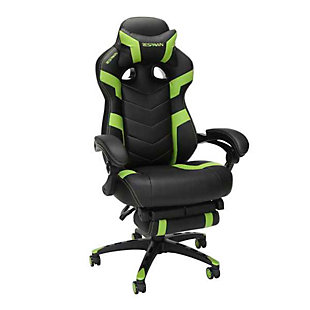 RESPAWN 110 Pro Racing Style Gaming Chair with Built-in Footrest, Green, large