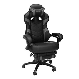 RESPAWN 110 Pro Racing Style Gaming Chair with Built-in Footrest, Gray, large