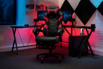 RESPAWN 110 Pro Racing Style Gaming Chair with Built-in Footrest, Red, large