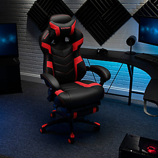 Bigger, better, and ready for more wins, the RESPAWN® 110 Pro delivers maximum comfort with more durable, thicker padding, premium accent stitching, and edgy design. The RSP-110 Pro features a 155-degree tilt, with infinite angle lock, allowing you to choose your best angle. The gaming chair features a built-in extendable footrest that brings a recliner vibe to your computer chair. The lumbar support region features a robust 2.75" of thick, dense foam to keep you comfortable during the most extreme all-nighter gaming sessions. The reimagined gaming seat is over 3" thick and is comprised of two layers of foam; the top layer is plush and the bottom layer features endurance foam support for an upgraded seating experience. The adjustable headrest pillow is slightly larger and can be moved as needed. Pneumatic seat height adjustment controls the seat's up and down movement to adapt to various user heights and the chair holds users up to 275 lb. With 25 years of ergonomic workplace furniture experience, RESPAWN builds gaming furniture that is both durable and comfortable. An award-nominated brand, RESPAWN is committed to your satisfaction and covers this desk with our RESPAWN Limited Warranty. Built for comfort, built to win.Segmented, padded design with upgraded foam | 155-degree tilt with infinite angle lock | Built-in extendable footrest | Over 3" thick seat | Integrated lumbar padding | Adjustable headrest pillow | Padded, pivoting armrests | Premium double stitch accents | Black carbon fiber inlay | Edgy, contrasting colors | Adjustable seat height: 48 - 51.2''