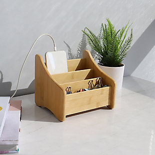 Home Basics Large Bamboo Charging Station, , rollover