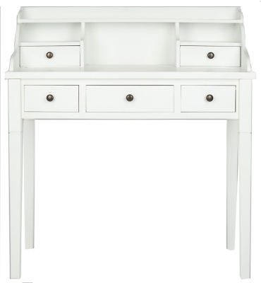 5 Drawer Writing Desk, White, large