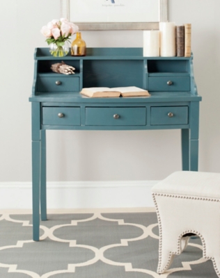 5 Drawer Writing Desk, Blue, rollover