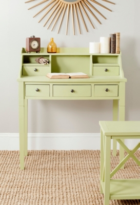 5 Drawer Writing Desk, Green, rollover