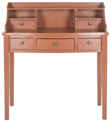 5 Drawer Writing Desk, Brown, large