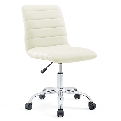 Modway Ripple Armless Mid Back Vinyl Office Chair, White, large