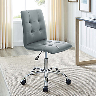 Modway Prim Armless Mid Back Office Chair, Gray, rollover