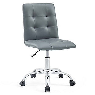 Modway Prim Armless Mid Back Office Chair, Gray, large