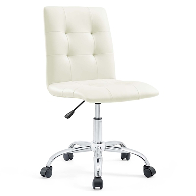 Modway Prim Armless Mid Back Office Chair, White, large