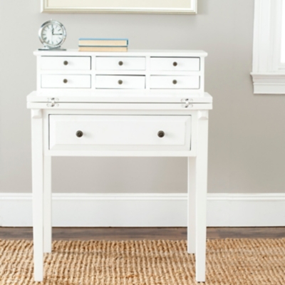 7 Drawer Fold Down Desk, White, rollover