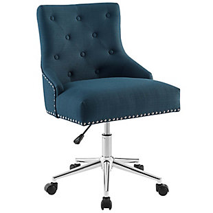 Modway Regent Tufted Button Swivel Upholstered Fabric Office Chair, Azure, large