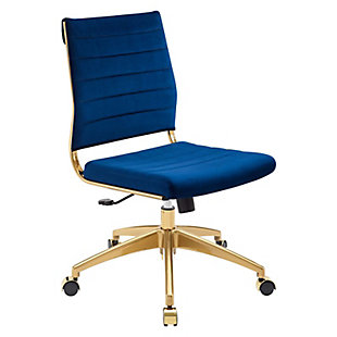 Modway Jive Armless Mid Back Performance Velvet Office Chair, Navy, large