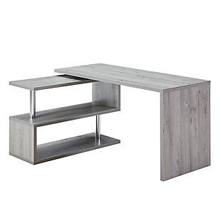 Vanity Art Convertible L-Shaped Corner Desk, Gray, large