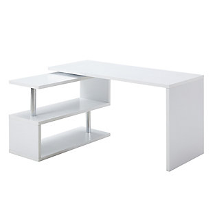 Vanity Art Convertible L-Shaped Corner Desk, White, large