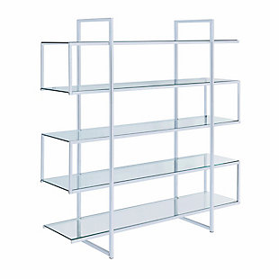 Benzara 5-Shelf Tempered Glass Bookcase, , rollover