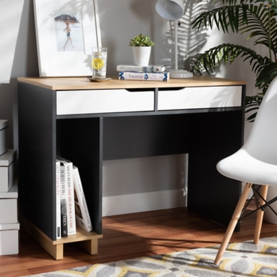 Baxton Studio Reed 2-Drawer Multicolor Computer Desk, , rollover
