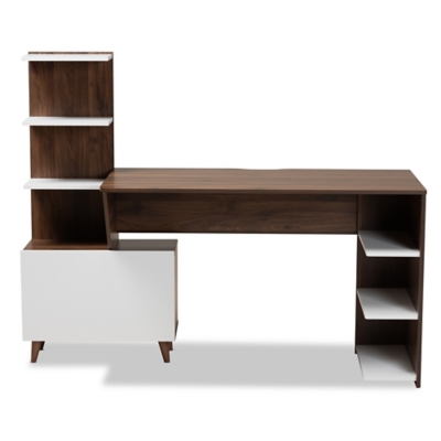 Baxton Studio Ezra Storage Computer Desk with Shelves