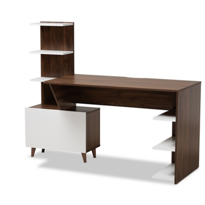 Baxton Studio Tobias Storage Computer Desk with Shelves Ashley