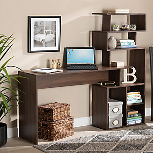 Baxton Studio Foster Modern Desk with Shelves, , rollover