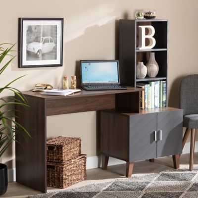 Boxton Studio Jaeger Desk with Shelves, Gray/Brown