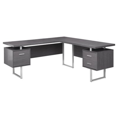 Monach Specialties 71" x 71" L-Shaped Computer Desk, Gray, large
