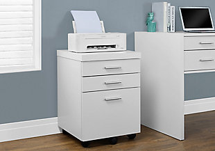 Monach Specialties 3 Drawer Filing Cabinet, White, rollover