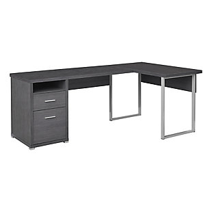 Monach Specialties 79" x 47" L-Shaped Computer Desk, Gray, large