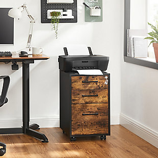 VASAGLE Office Filing Cabinet with Wheels and Lock, , rollover