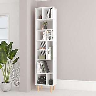 Essex Essex 77.95" Bookcase with 10 Shelves in White and Zebra, , rollover