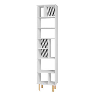 Essex Essex 77.95" Bookcase with 10 Shelves in White and Zebra, , large