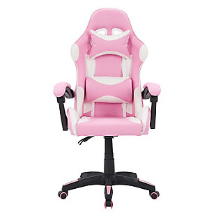CorLiving Ravagers Gaming Chair in Pink and White, , large