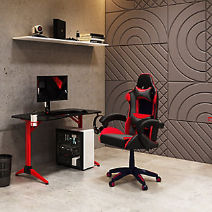 CorLiving Ravagers Gaming Chair in Black and Red, , rollover