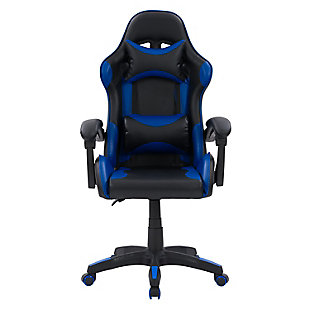 CorLiving Ravagers Gaming Chair in Black and Blue, , large
