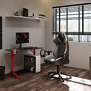 CorLiving Nightshade Black and Grey Gaming Chair, , rollover