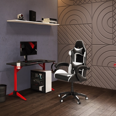 CorLiving Ravagers Gaming Chair, White, rollover