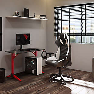 CorLiving Nightshade Black and White Gaming Chair, , rollover