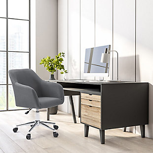 CorLiving Marlowe Upholstered Chrome Base Task Chair, Gray, , rollover