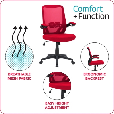 Monarch Specialties Black Red Fabric Office Chair