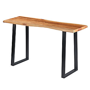 The Urban Port Industrial Wooden Live Edge Desk with Metal Sled Leg Support, , rollover