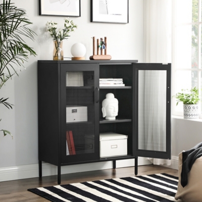 46 Computer Desk with A Storage Cabinet Gray - EveryRoom