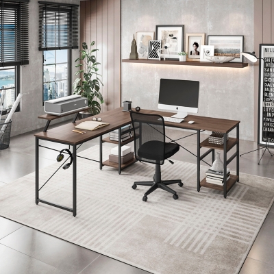 Modern Office Desk with Storage Gray - Techni Mobili