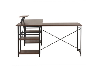 Techni Mobili L-Shape Industrial Desk with Storage Shelves
