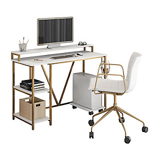Techni Mobili Industrial Writing Desk, Gold, Gold, large