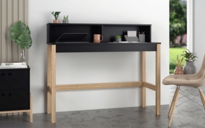 Bowery Desk, Black/Oak, rollover