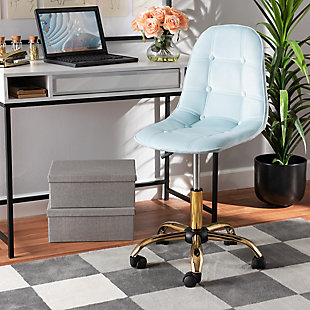 Baxton Studio Kabira Swivel Office chair, Aqua/Gold, rollover