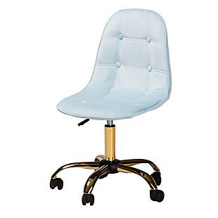 Baxton Studio Kabira Swivel Office chair, Aqua/Gold, large